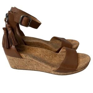 UGG Zoe Tassel Open Toe Wedge Sandal 1019973 Cork Wedge Sandals Euro 42